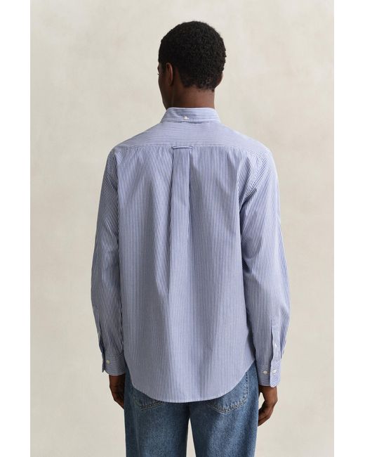 Gant Blue Classic Regular Striped Poplin Shirt College for men