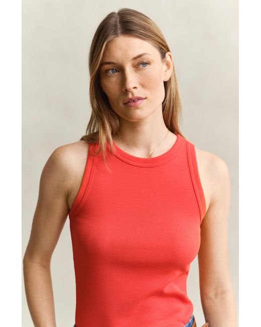 Gant Red Ribbed Tank Top