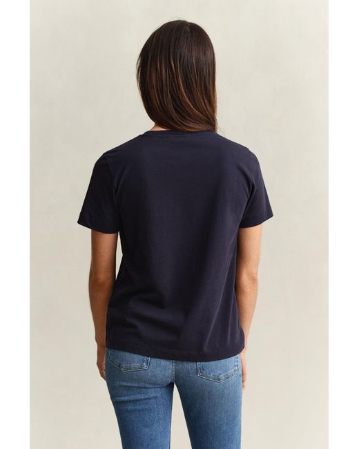 Gant Blue Script T-Shirt Evening