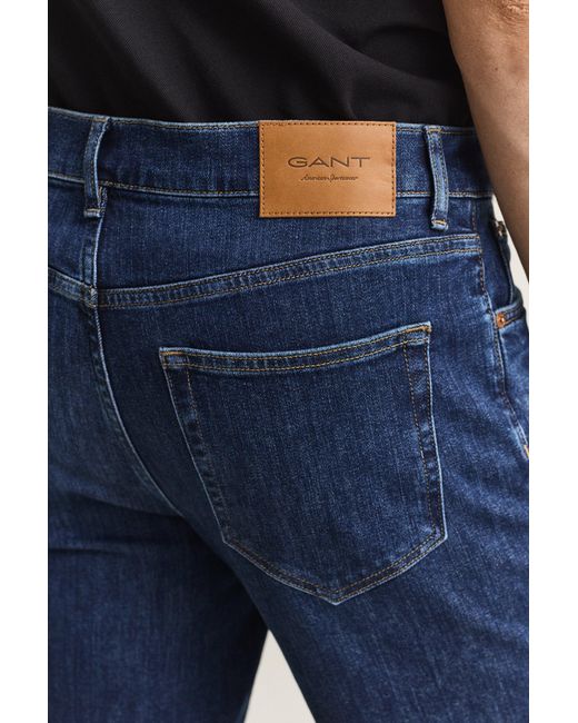 Gant Blue Slim Fit Jeans Mid Worn In for men