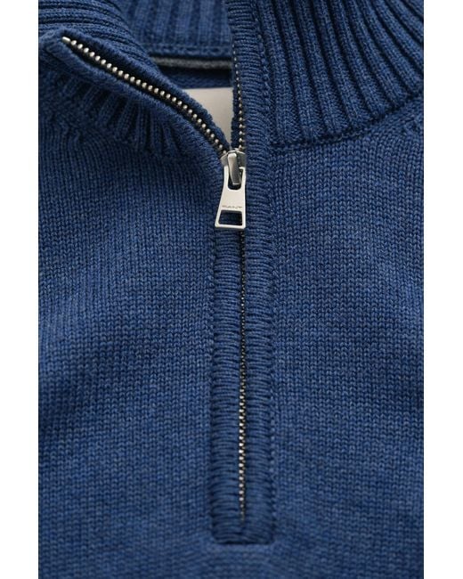Gant Blue Casual Cotton Half-Zip Sweater for men