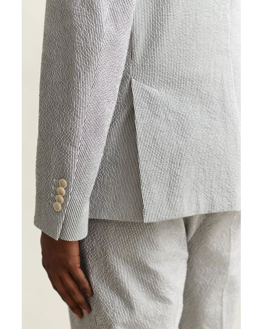 Gant Gray Seersucker Suit Jacket Eggshell for men