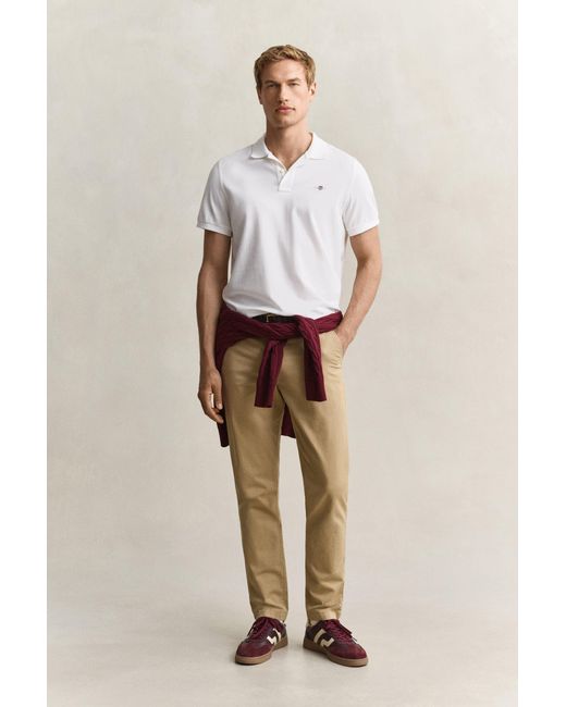 Gant White Regular Fit Polo Shirt for men
