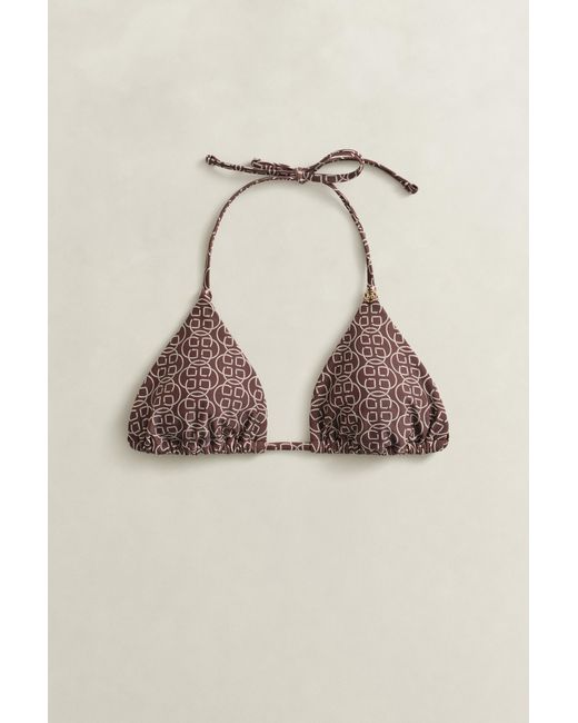 Gant Brown Printed Padded Triangle Bikini Top
