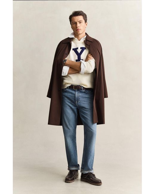 Gant Blue X Yale Merino Wool Sweater Cream for men