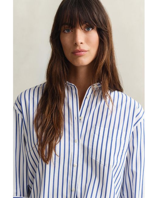 Gant Blue Relaxed Fit Striped Classic Poplin Shirt