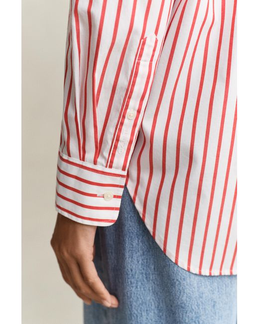 Gant Pink Relaxed Fit Striped Classic Poplin Shirt