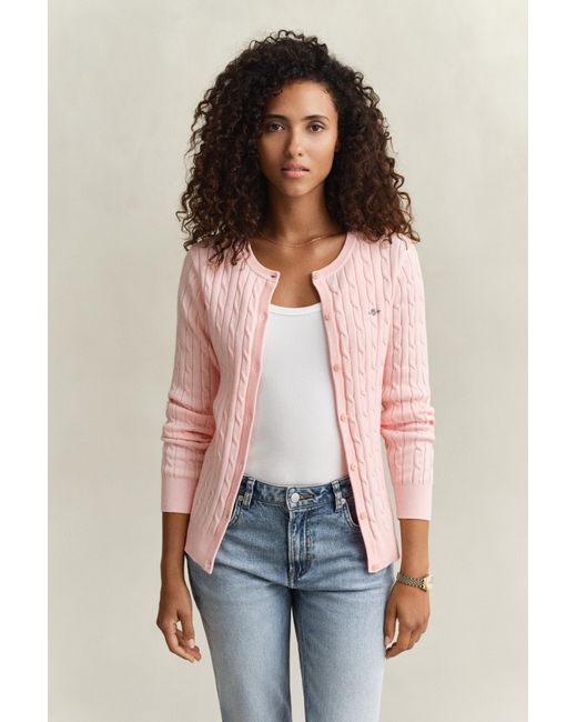 Gant Multicolor Stretch Cotton Cable Knit Cardigan
