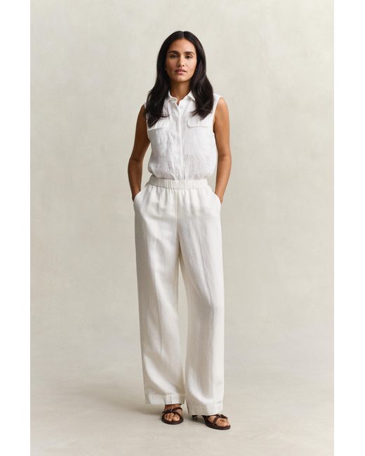 Gant Natural Linen Blend Pants Eggshell