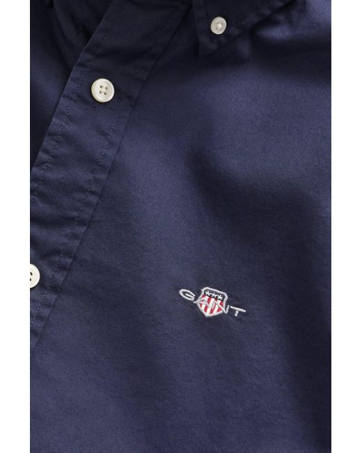 Gant Blue Classic Slim Poplin Shirt Evening for men