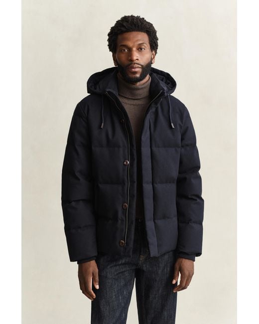 Gant Blue Flannel Down Jacket Evening for men