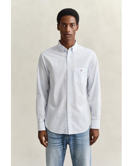 Gant White Striped Classic Poplin Shirt for men