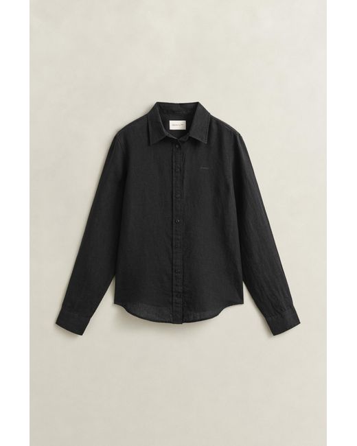 Gant Black Regular Fit Linen Shirt