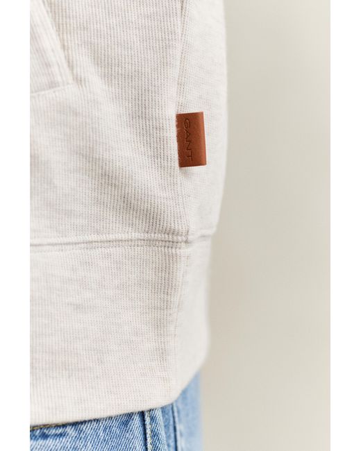 Gant Natural Sacker Rib Zip Sweatshirt Seed Melange for men