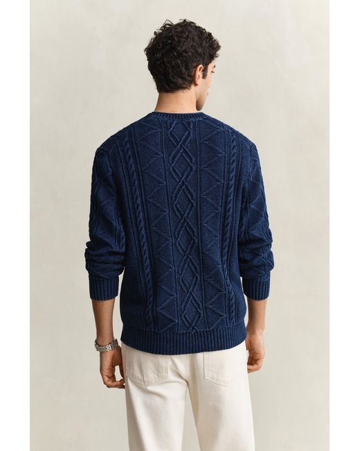 Gant Blue Cable Knit Sweater Rich for men