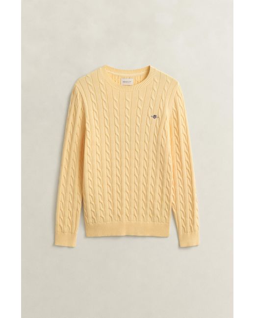 Gant Blue Cotton Cable Knit Crew Neck Sweater for men