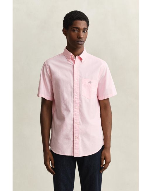 Gant Pink Classic Oxford Short Sleeve Shirt for men