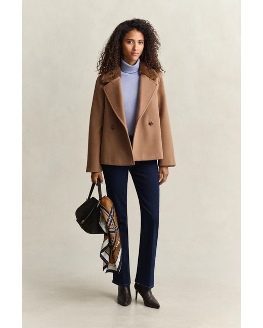 Gant Natural Faux Fur Collar Jacket Warm
