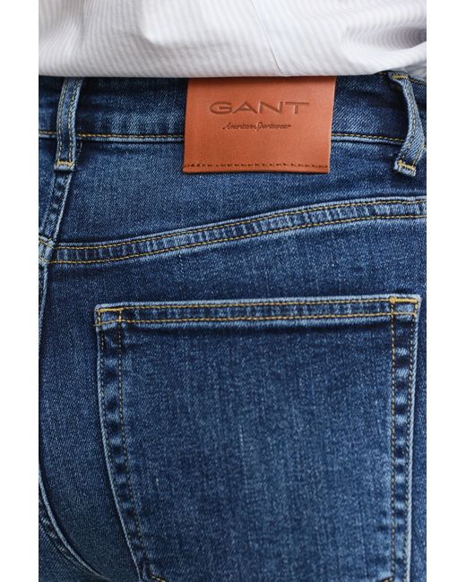 Gant Blue Slim Flared Stretch Jeans Dark Worn In