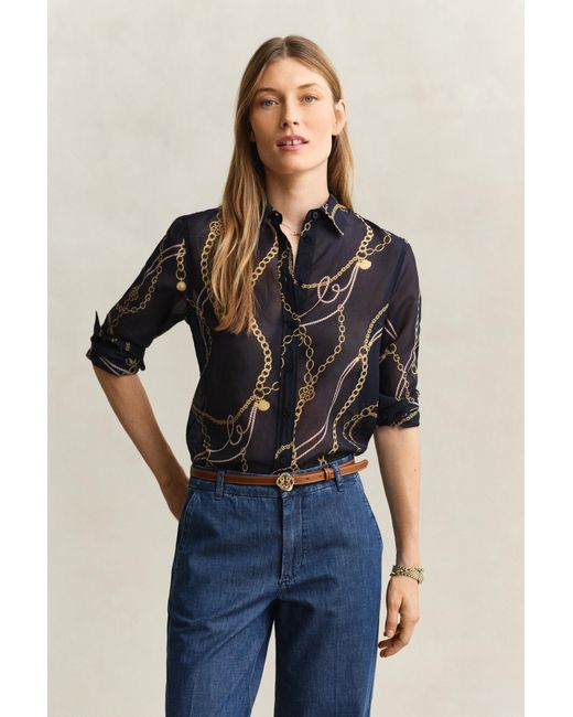 Gant Blue Cotton Silk Shirt Evening