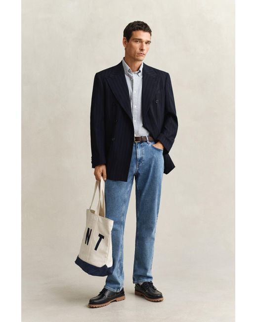 Gant Gray Striped Seersucker Short Sleeve Shirt for men