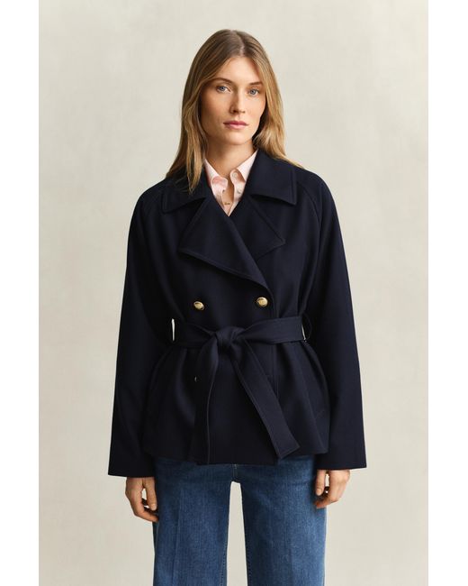 Gant Blue Short Trench Coat Evening