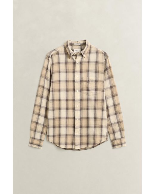 Gant Blue Checked Windblown Flannel Shirt Dry Sand for men