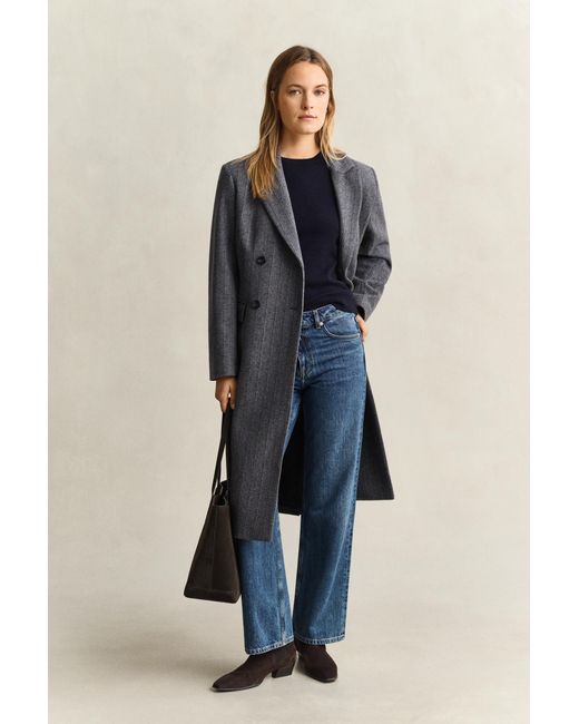 Gant Blue Wool Cotton Crew Neck Sweater Evening