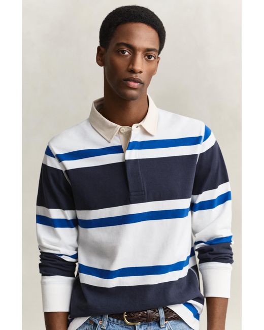 Gant Blue Block Striped Rugger Evening for men