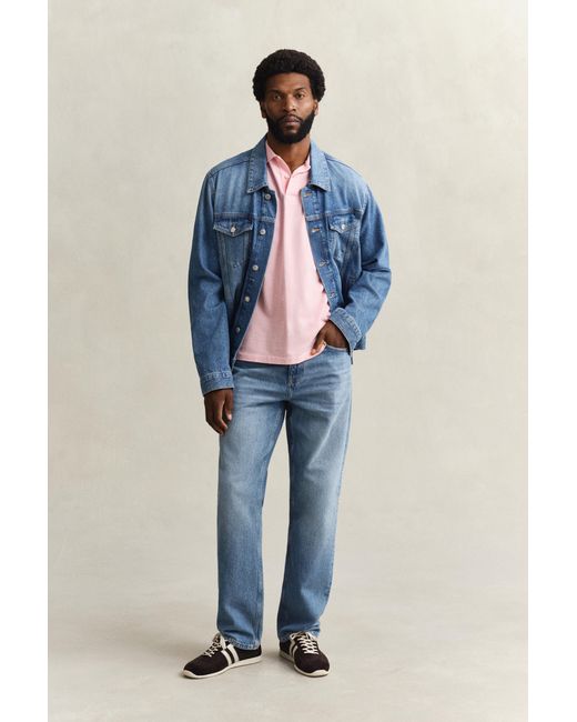 Gant Pink Two-Toned Polo Shirt for men