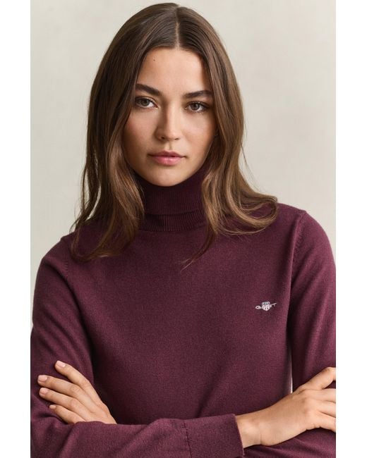 Gant Red Wool Cotton Turtleneck Sweater