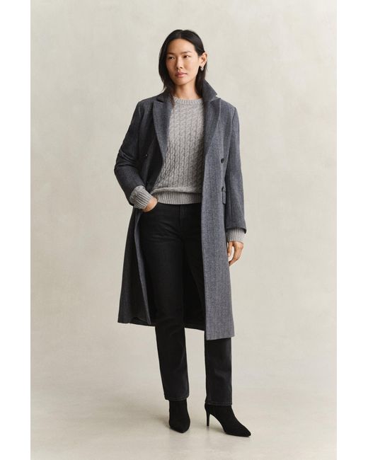 Gant Gray Cashmere Cable Knit Sweater Melange