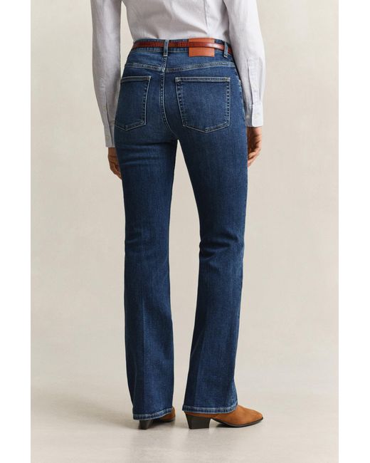 Gant Blue Slim Flared Stretch Jeans Dark Worn In