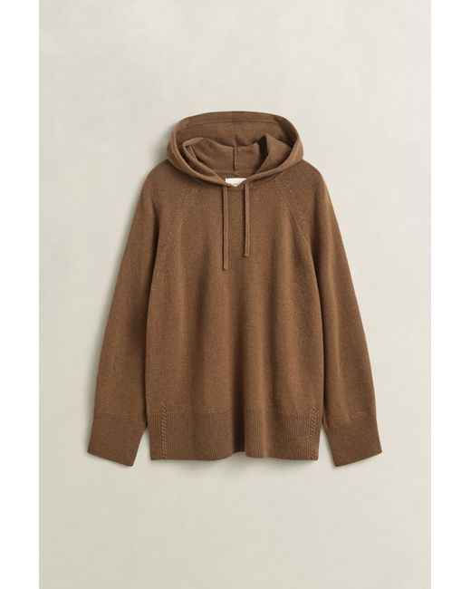 Gant Brown Wool Cashmere Hoodie Warm