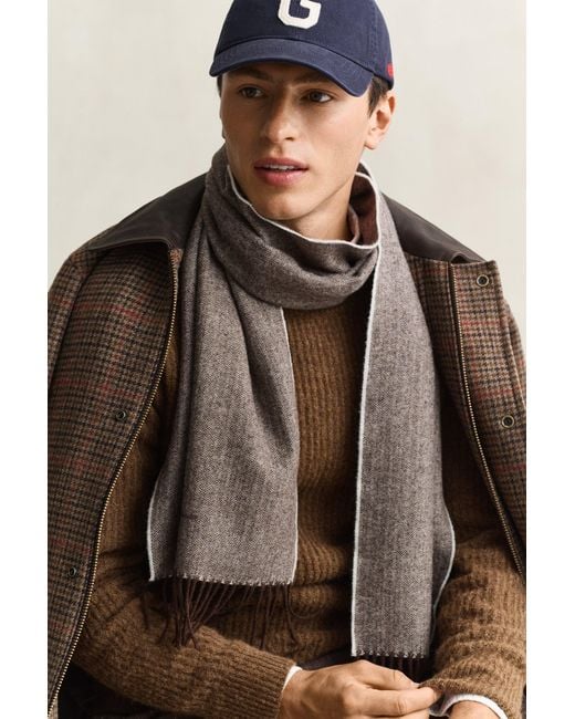 Gant Brown Herringbone Scarf Rich for men