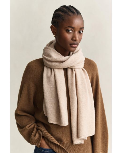 Gant Brown Wool Cashmere Scarf Light Melange