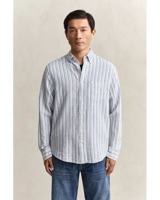 Gant Blue Striped Linen Blend Shirt for men