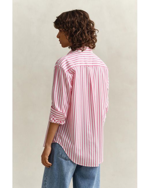 Gant Pink Relaxed Fit Striped Classic Poplin Shirt
