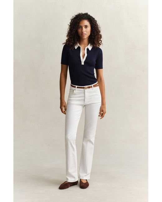 Gant White Flared Stretch Jeans Eggshell