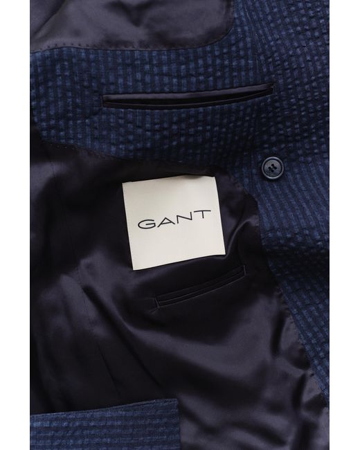 Gant Blue Seersucker Suit Jacket Mid for men