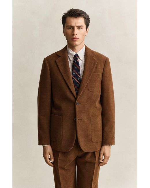 Gant Brown X Yale Wool Corduroy Blazer Mahogany for men