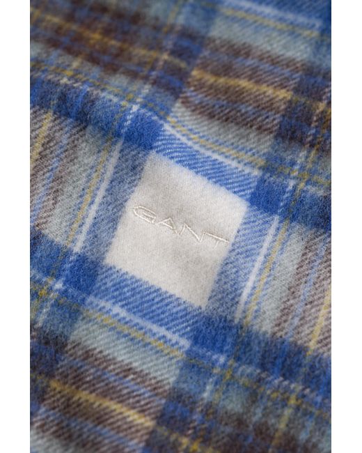 Gant Black Checked Wool Scarf Cream for men