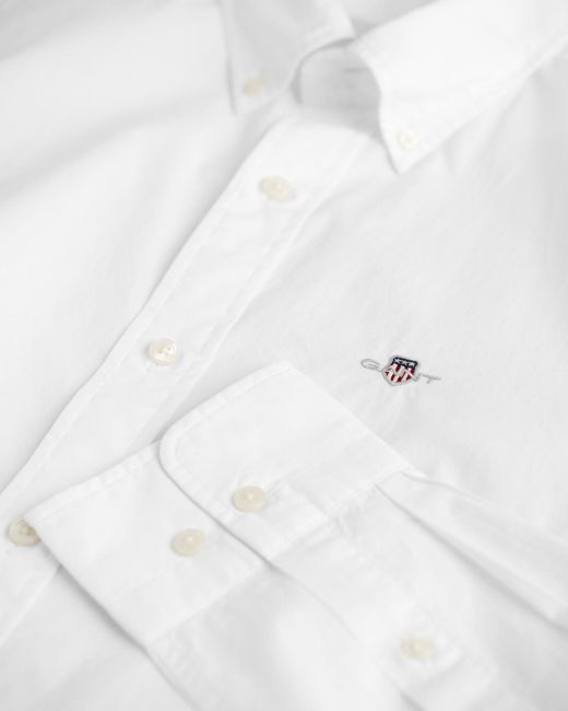 Gant White Classic Slim Poplin Shirt for men