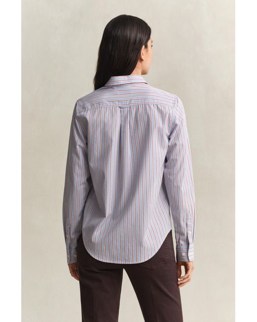 Gant Gray Regular Fit Striped Classic Poplin Shirt