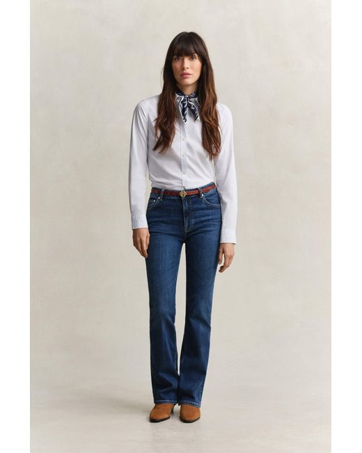 Gant Blue Slim Flared Stretch Jeans Dark Worn In