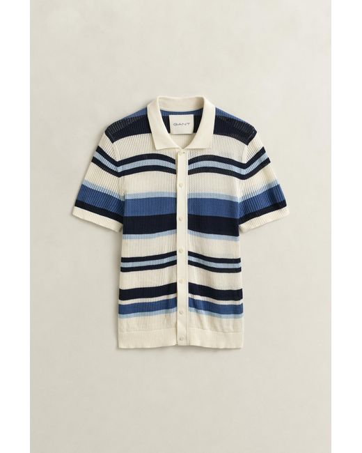 Gant Blue Striped Polo Sweater for men