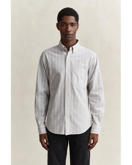 Gant White Striped Mélange Poplin Shirt Melange for men