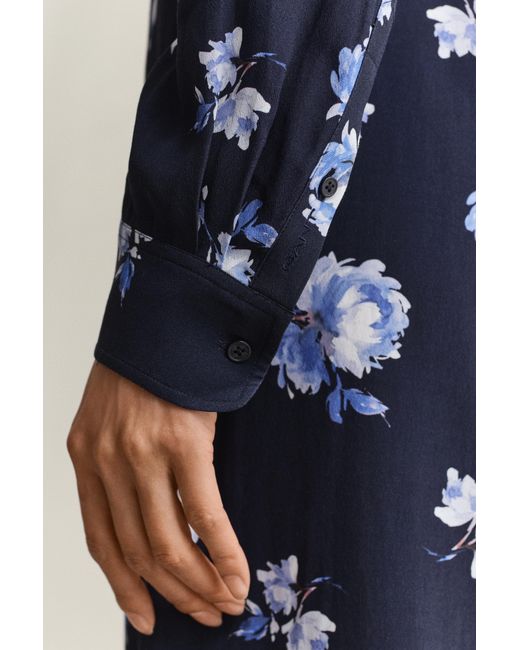 Gant Blue Floral Print Shirt Dress Evening