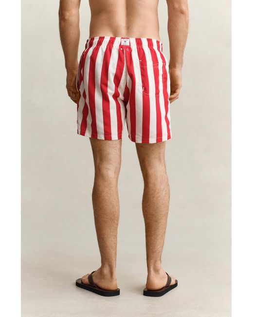 Gant White Block Striped Swim Shorts for men
