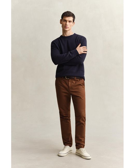 Gant Blue Slim Fit Classic Chinos Mahogany for men